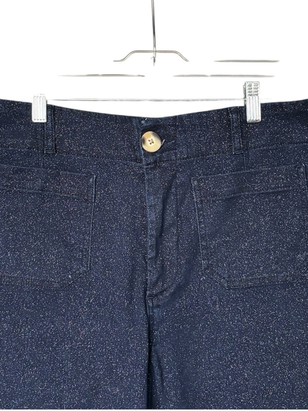 MAEVE by Anthropologie The Colette Sparkle Crop Wide-Leg Pants 31P Blue Shimmer - Picture 5 of 11